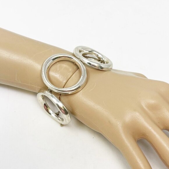Vintage K&L 835 Silver Modernist Chunky Circle Link Bracelet German Mid Century - Picture 1 of 9
